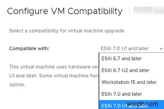 VMware ESXi에서 가상 머신(VM) 하드웨어 버전 업그레이드하는 방법