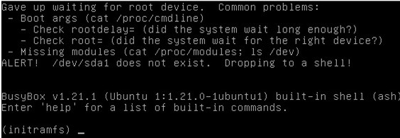 Ubuntu/Mint/Kali 부팅 시 BusyBox initramfs 프롬프트 문제 해결 방법