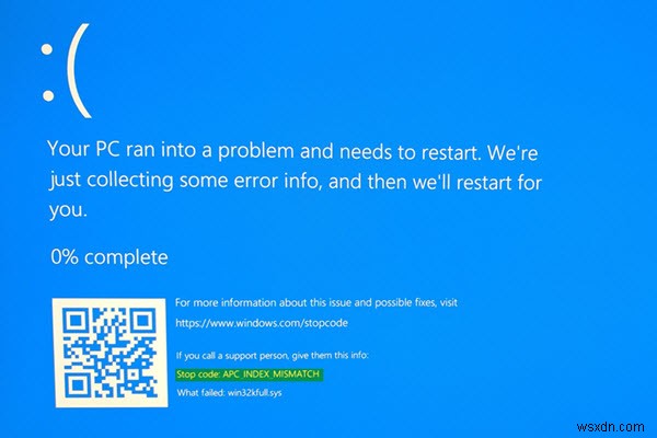 APC_INDEX_MISMATCH 블루스크린 오류 완벽 해결 가이드 (Windows 10/8/7)
