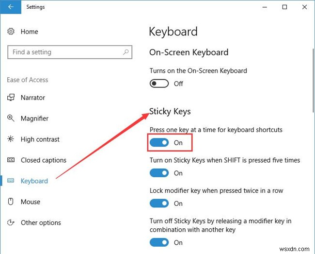 Windows 10에서 고정 키(Sticky Keys) 켜고 끄는 3가지 방법