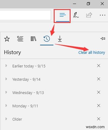 Microsoft Edge에서 인터넷 기록, 캐시, 쿠키, 데이터 삭제하는 방법
