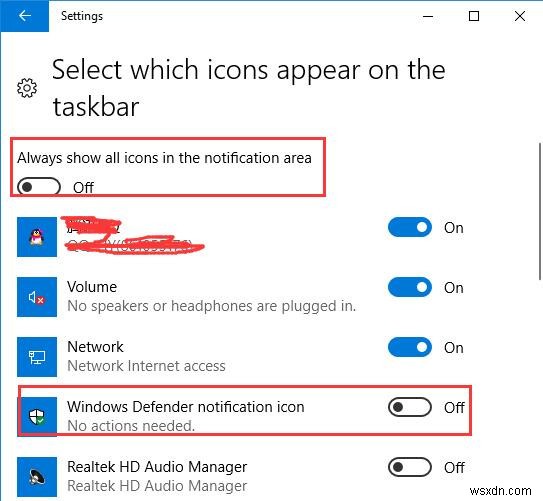 Windows 10 알림 영역에서 Windows Defender 아이콘 표시 및 숨기기 완벽 가이드
