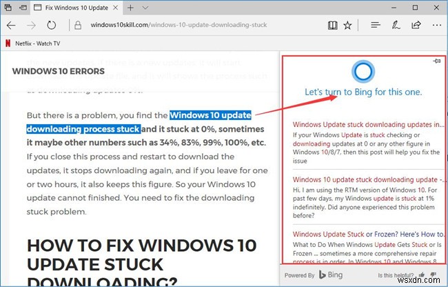마이크로소프트 엣지(Microsoft Edge)에서 코타나(Cortana) 활용하는 방법