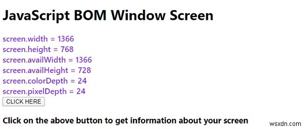 JavaScript BOM window.screen 객체로 사용자 화면 정보 확인하기