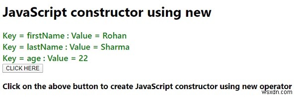new 연산자를 사용하여 JavaScript 생성자 객체 만들기