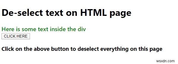 HTML 페이지에서 텍스트 선택을 해제하는 JavaScript 방법