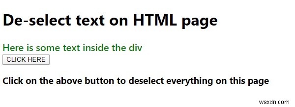 HTML 페이지에서 텍스트 선택을 해제하는 JavaScript 방법