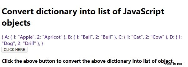 JavaScript에서 딕셔너리를 객체 배열로 변환하는 방법