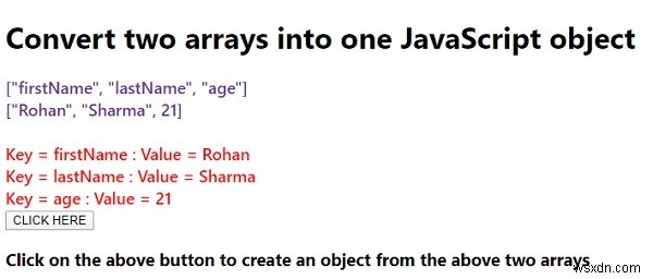 두 개의 배열을 하나의 JavaScript 객체로 변환하는 방법