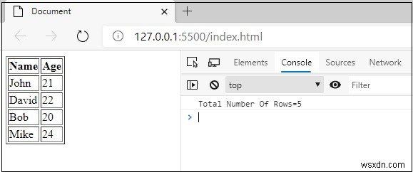 JavaScript로 HTML 테이블의 행(row) 개수 구하는 방법
