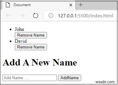 JavaScript 버튼 클릭으로 이름을 추가하고 제거하는 방법
