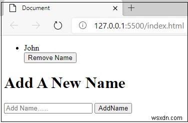 JavaScript 버튼 클릭으로 이름을 추가하고 제거하는 방법