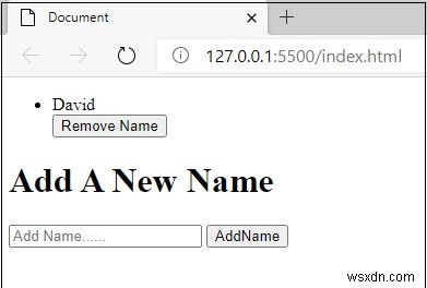 JavaScript 버튼 클릭으로 이름을 추가하고 제거하는 방법