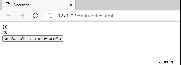 JavaScript에서 버튼을 클릭할 때마다 10씩 증가하는 값 만드는 방법