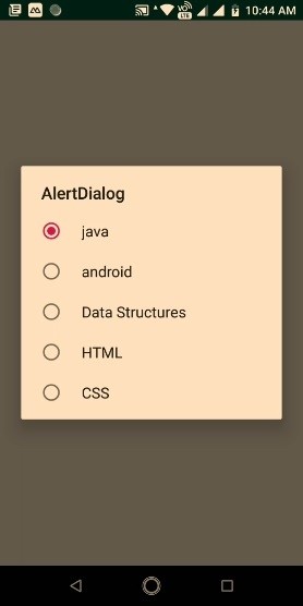안드로이드 AlertDialog(경고 대화상자)에 라디오 버튼 목록 추가하는 방법