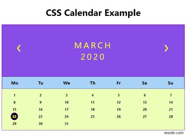 CSS만으로 캘린더 만들기 – 단계별 예제 코드와 결과 화면