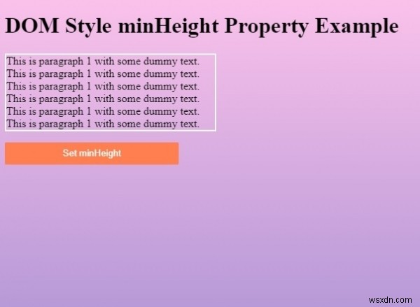 HTML DOM style minHeight 속성 – 요소 최소 높이 반환 및 설정 방법