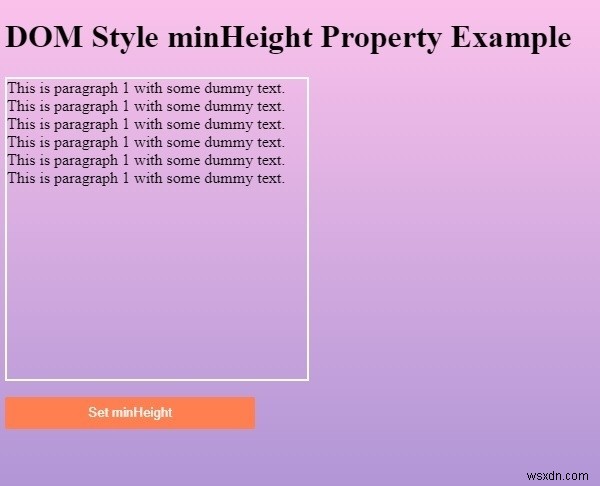 HTML DOM style minHeight 속성 – 요소 최소 높이 반환 및 설정 방법