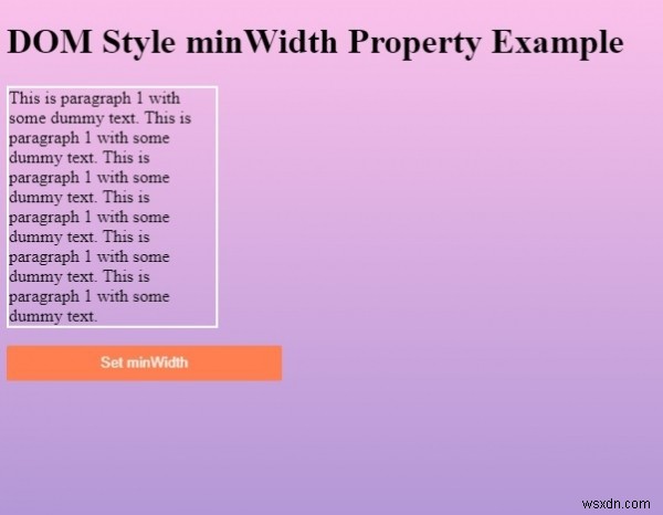 HTML DOM 스타일 minWidth 속성 – 문법, 속성값, 예제까지 한눈에