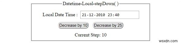 HTML DOM Input DatetimeLocal stepDown() 메서드 – 날짜·시간 값 감소시키기