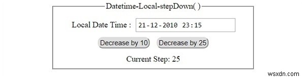 HTML DOM Input DatetimeLocal stepDown() 메서드 – 날짜·시간 값 감소시키기