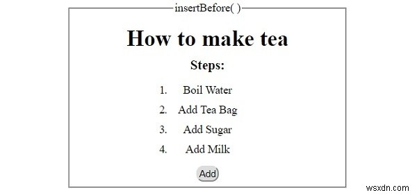 HTML DOM insertBefore() 메서드 – 기존 노드 앞에 새 노드 삽입하기