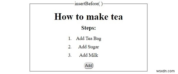 HTML DOM insertBefore() 메서드 – 기존 노드 앞에 새 노드 삽입하기