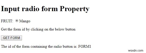 HTML DOM 라디오 버튼 form 속성 – 폼 참조를 반환하는 방법