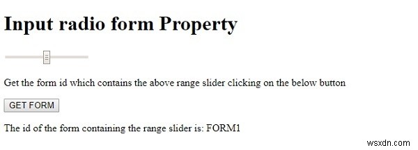 HTML DOM Input Range form 속성 – 슬라이더가 포함된 폼 참조 가져오기
