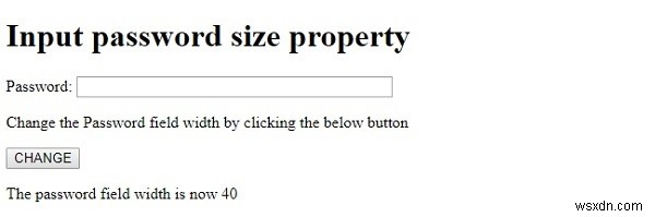 HTML DOM Input Password size 속성 – 비밀번호 필드 너비 설정 및 반환하기