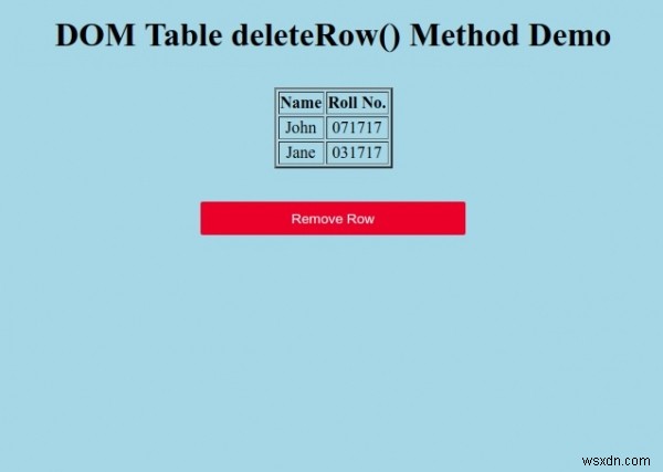 HTML DOM Table deleteRow() 메서드 – 테이블 행 삭제하기