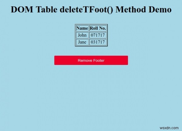HTML DOM Table deleteTFoot() 메서드 – 테이블 푸터(tfoot) 삭제하기