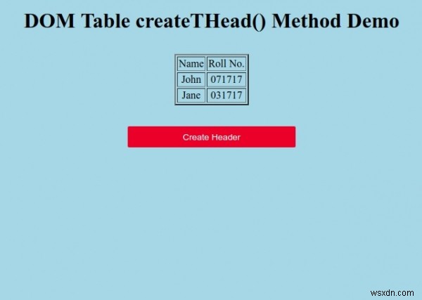 HTML DOM Table createTHead() 메서드 – 테이블 헤더 동적으로 생성하기