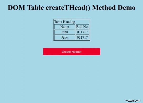 HTML DOM Table createTHead() 메서드 – 테이블 헤더 동적으로 생성하기