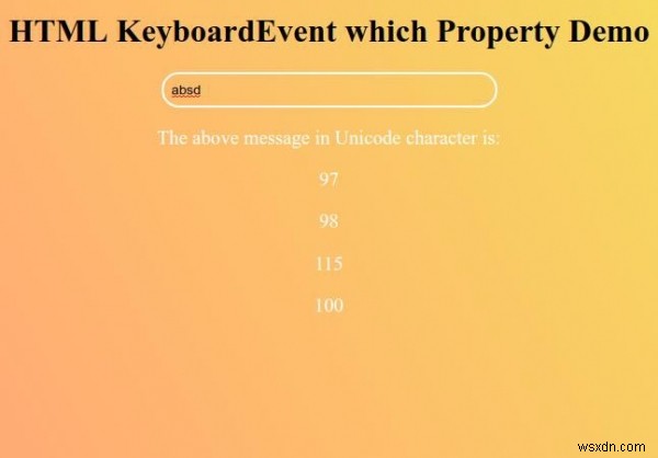 HTML KeyboardEvent which 속성 – 키 입력의 유니코드 문자 코드 확인하기