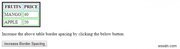 HTML DOM borderSpacing 속성 – 테이블 셀 간격 설정 방법과 예제