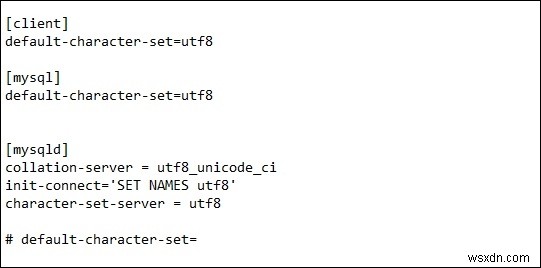 my.cnf 설정 파일에서 MySQL 기본 문자 집합을 UTF-8로 변경하는 방법