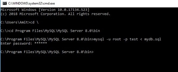 터미널에서 MySQL 데이터베이스에 SQL 파일 실행하는 방법