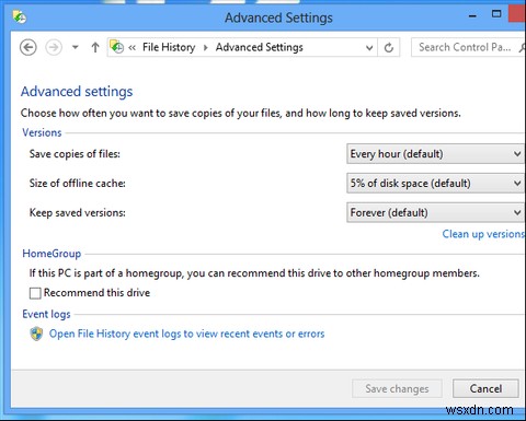 Windows 8에 내장된  타임머신  백업 기능, 파일 기록(File History) 활용법