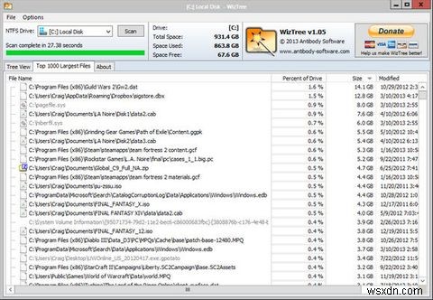 초고속 디스크 분석 도구 WizTree로 디스크 공간 낭비 요소 찾기 [Windows]