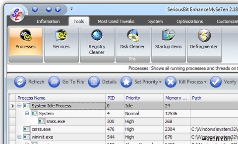 Windows 7 최적화 도구 EnhanceMySe7en: 시스템 튜닝과 정보 확인을 한 번에