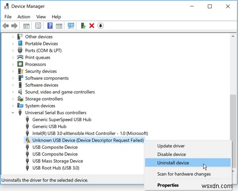 Windows 10에서  알 수 없는 USB 장치(장치 설명자 요청 실패)  오류 해결하는 6가지 방법