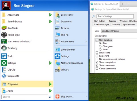 Windows 10을 Windows 7 또는 XP처럼 보이게 하는 방법