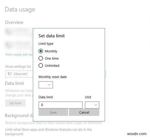 Windows 10에서 Wi-Fi·이더넷 데이터 사용량 제한 설정하는 방법