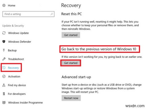 Windows 10 Fall Creators Update 롤백 및 제거하는 방법