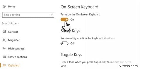 Windows 10에서 화상 키보드 켜고 끄는 방법 총정리