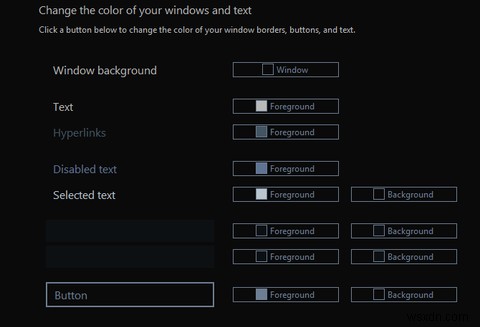 Windows 10 숨겨진 고대비 다크 테마 활성화하는 방법