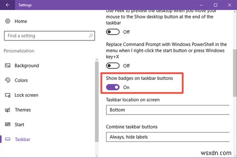 Windows 10 작업 표시줄에서 앱 배지 켜기·끄기 설정하는 방법