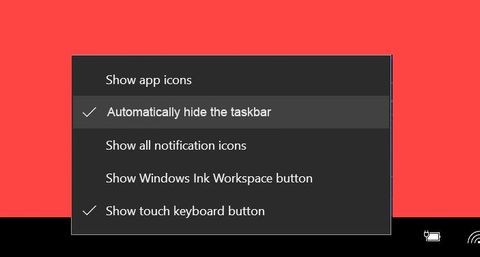 Windows 10 태블릿 모드에서 작업 표시줄 자동 숨기기 설정 방법