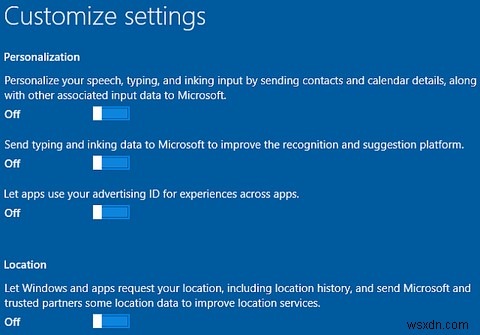 Windows 10 설치 중 개인 정보 설정을 직접 구성하는 방법